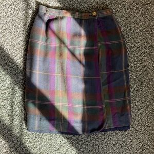 Vintage 90s Hugo Buscati purple plaid wrap mini skirt
